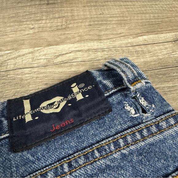 Y2K L.E.I. Leopard Patchwork Capri Crop Jeans Mid Rise Indie Sleaze Size 7 - Picture 4 of 7